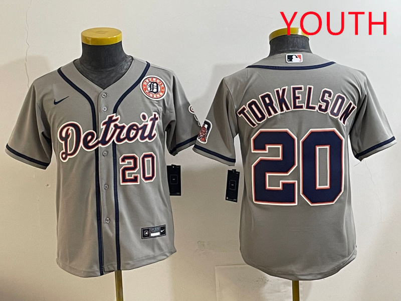 Youth 2025 Detroit Tigers  #20 Torkelson grey Nike MLB jersey style 14
